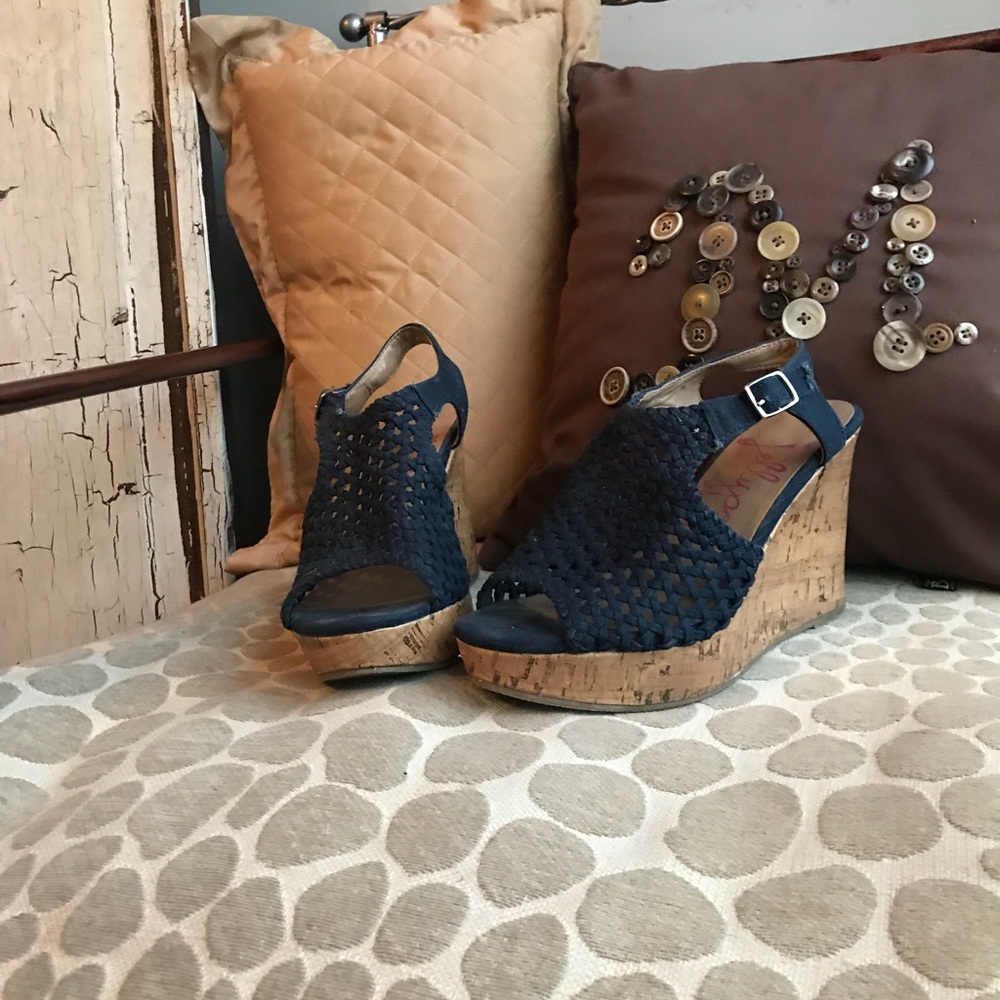 JELLYPOP, navy woven wedge